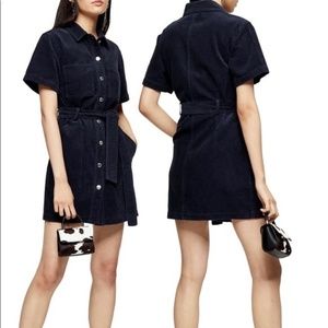 Topshop Navy Corduroy Dress (Petite)